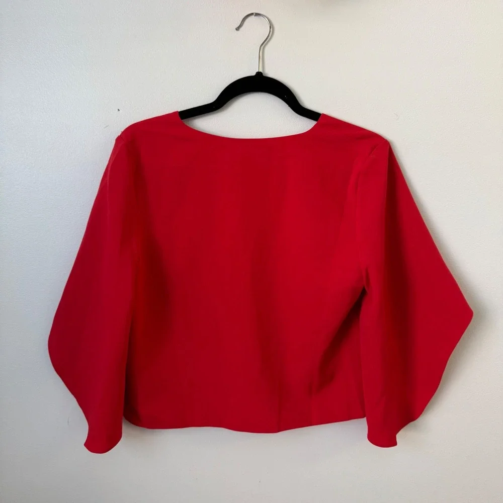 Anthropologie Mare Mare V-Neck Cape Blouse Women's Size Small Red - Picture 3 of 8